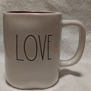 Rae Dunn Artisan Collection LOVE Mug White Red Ceramic Red Interior